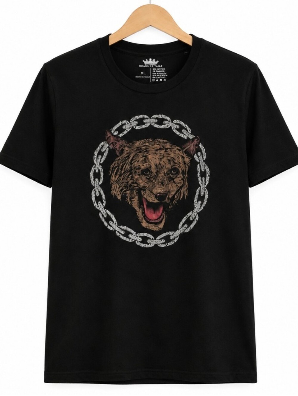 Heads Or Tails Black Sequined Tiger Mens Shirt Sz XL